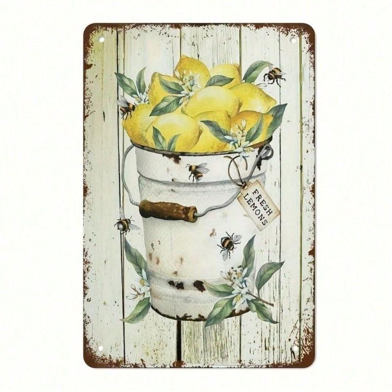 Vintage Rustic Metal Wall Poster, Colorful Iron Art for Garage
