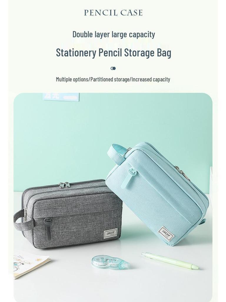 Oxford High-Gloss Pencil Case for Students, Large Capacity Double-Sided Stationery Bag