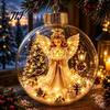Year Round Home Accent Lighted Clear Christmas Ball Ornaments, Cute Santa Claus/Tree/Snowman/Angel Figure Inside Portable Light Decor The Xmas Hanging