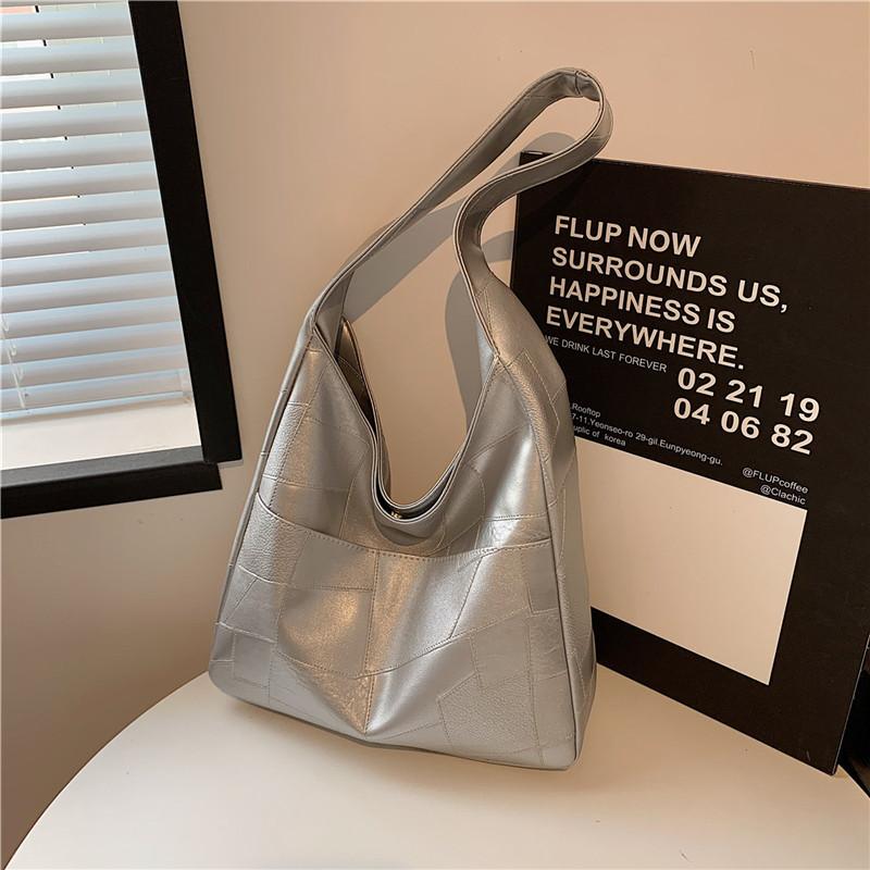 Stylish Large Capacity Korean Style Womens Shoulder Tote Bag In Black Brown Silver And Cream