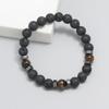 Handmade Elastic Lava Wooden Beads Bracelet for Men Volcanic Stone Tibetan Buddha Male Wrist Chain