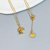 Fashion Light Luxury Small Umbrella Pendant Women'S Necklace Simple And Exquisite Zircon Umbrella Stud Earrings