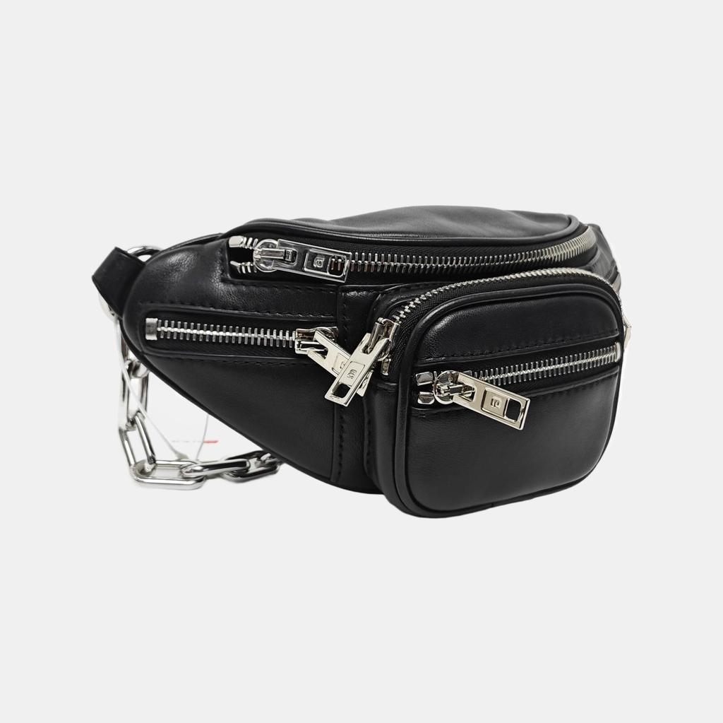 [Gebraucht] Schwarze Lammleder Mini-Hüfttasche - Ausgezeichnet #NIY6OZ
