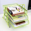 Metal Desktop Data Tray Wire Mesh Desk File Organize Space Saving Three-layer File Rack  Menu