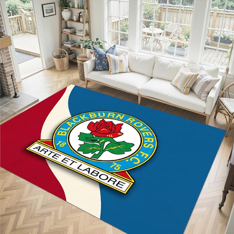 Blackburn Rovers Football Design Crystal Velvet Carpet Cozy Non?Slip Printed Rug For Bedroom Living Room Entrance