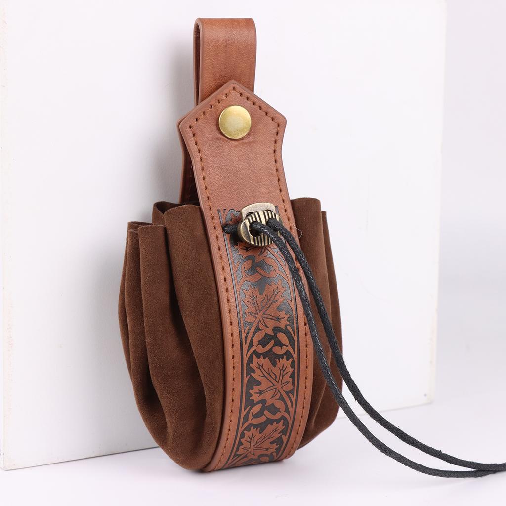 Vintage Medieval Alchemist Fanny Pack Cosplay Elf Leaf Vintage Embossed Belt Skirt Clip Witch Magic Bottle Halloween Cosplay