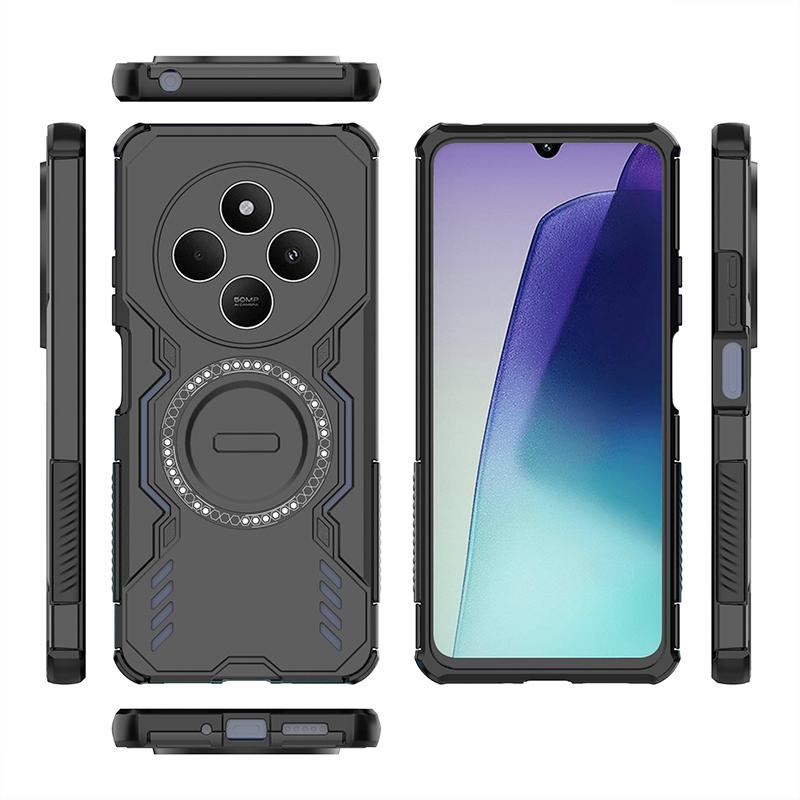 KEYSION Hollow Heat Dissipation Case for Redmi 14C Soft Silicone+PC Magnetic Cooling Shockproof Phone Cover for Xiaomi POCO C75