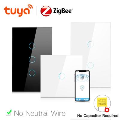 Tuya Smart Life Zigbee Touch Interruttore della luce da parete Nessun filo neutro Nessun condensatore richiesto Controllo app compatibile Alexa Google Home
