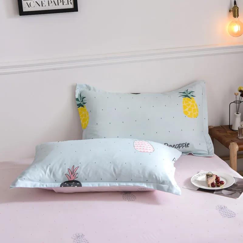 Pillow Cover Pair Pack Cotton Print Pillow Cover Couple Bedding 48*74cm
