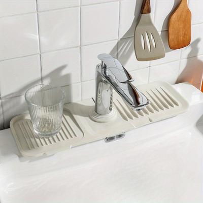 1pc Silicone Drain Mat, Silicone Sink Splash Guard, Tap Mat, Sink Gadgets, Splash Guard Behind Tap, Kitchen, Bathroom, Sink Sponge Holder