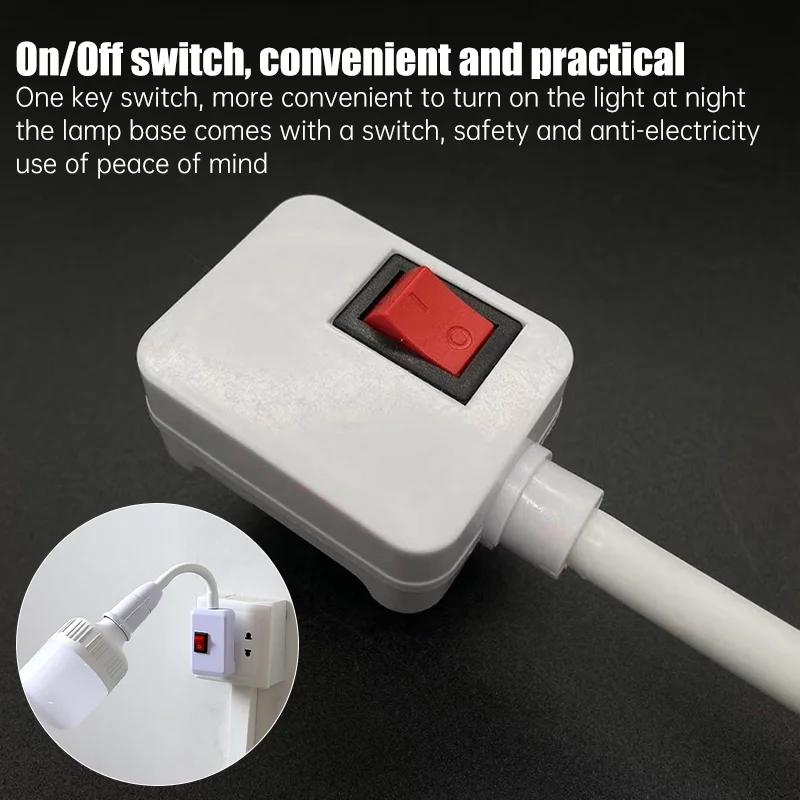 E27 Plug-in Lamp Holder with EU Plug Switch Flexible Swivel Head Rotary LED Bulb Socket Adapter for Wall Light Table Lamp Base