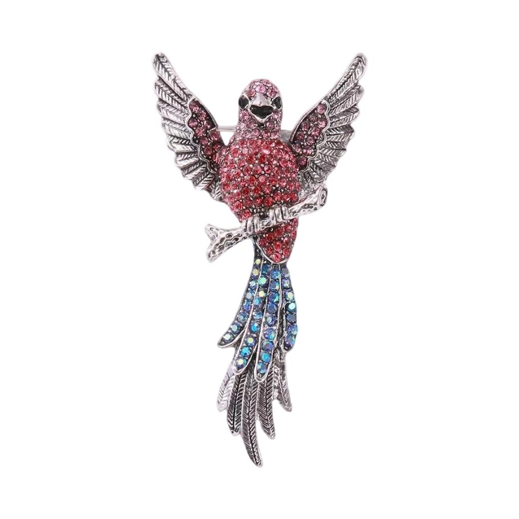 Vintage Eagle Brooch With Sparkling Multicolor Crystals Retro Cartoon Design Durable Alloy Material For Coat Jacket Fashion Accessory Gift
