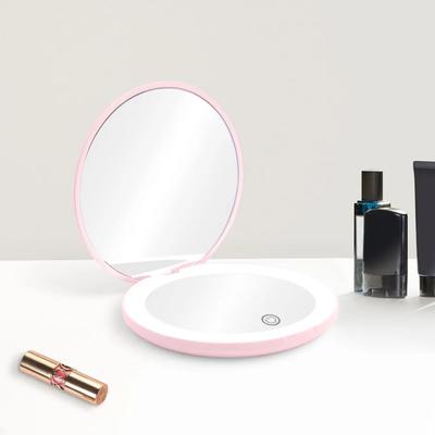 1X/10X Magnification LED Pocket Compact Cosmetic Mirror Rechargeable Slim Travel Makeup Mirror with Lights Portable Double Sided