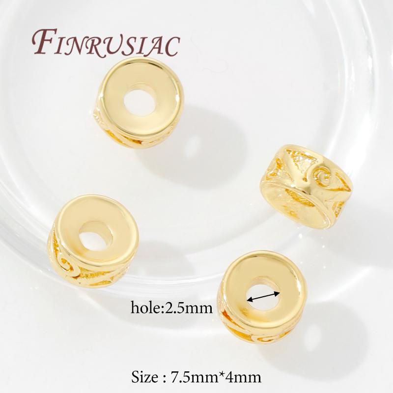 18K Gold Plated Brass Spacer Beads For Bracelets Accessories,Separator For Beads,DIY Jewelry Making Supplies,Round Metal Bead