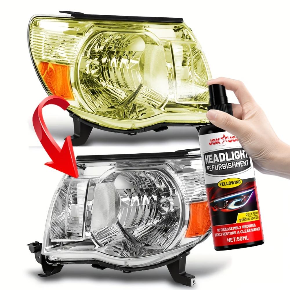 JOKJOK 50ml All-in-One Headlight Restoration Spray - 10-Year Long-Lasting Clear Coat Protection, Hazy & Oxidized Lens Treatment,