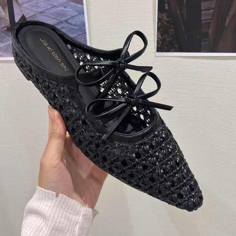 Fashion Summer Hollow Out Women Mules Slippers Elegant Butterfly-knot Slides Ladies Outdoor Street Style Sandalias