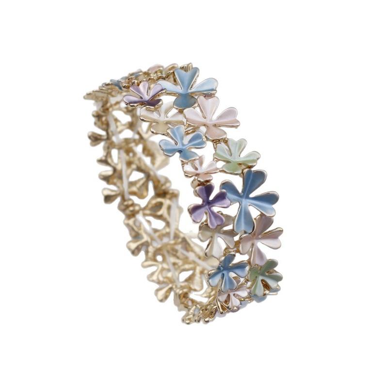 New enamel color hollow flower stud earrings pendant bracelet set women's autumn and winter high-end flower necklace