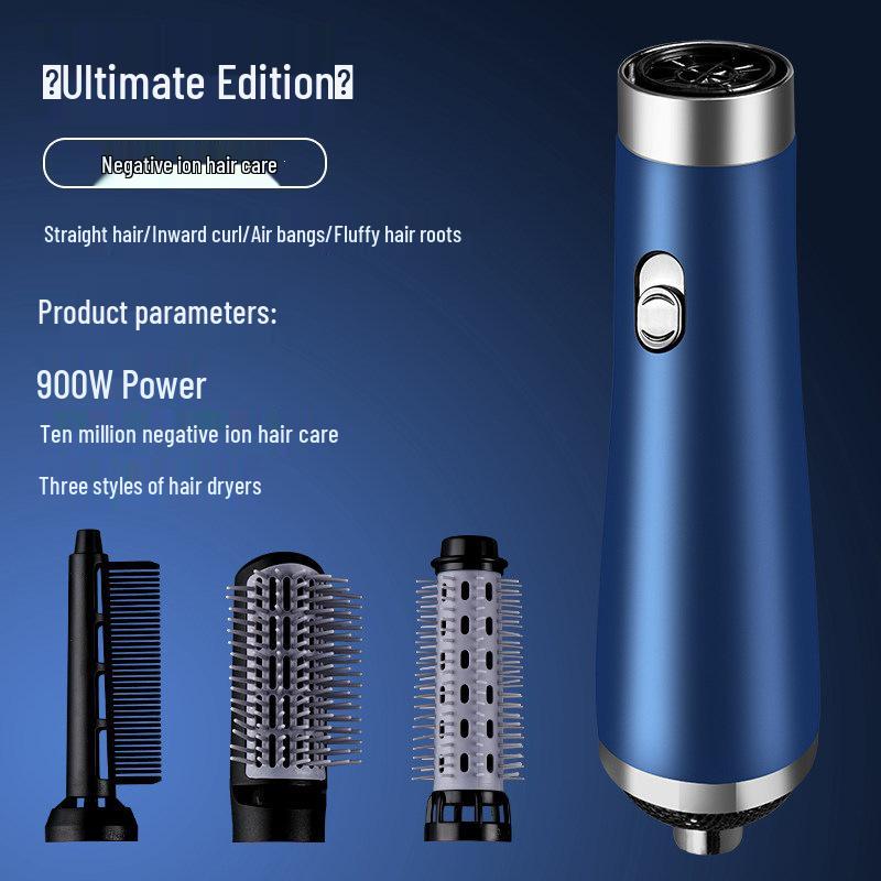 Negative Ion Hair Dryer Brush & Curling Iron for Straightening & Styling
