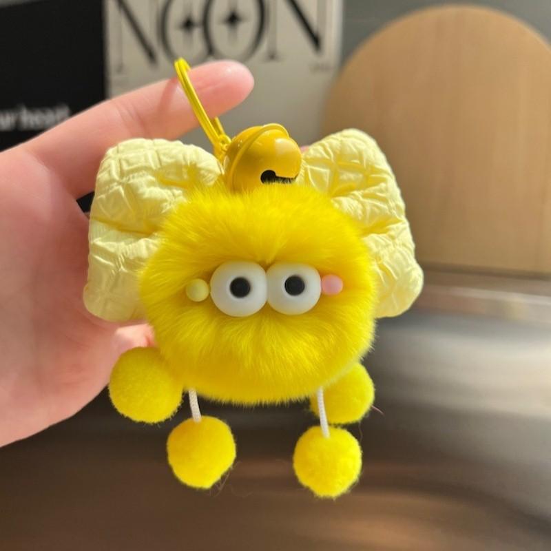 Neuer Kreativer Schleifen Kleiner Kohleball Anhänger Mädchenherz Buchtasche Hängende Dekoration Auto Schlüsselanhänger