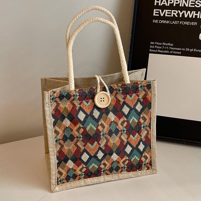 

High-End Waterproof Linen Tote: New Autumn/Winter Handheld & Crossbody Souvenir Bag