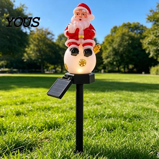 Weather Resistant Landscape Lighting Christmas Solar Stake Lights, Santa Snowman Tree Figurine Lawn Powered Yard Gifts Waterproof Warm LED Lights