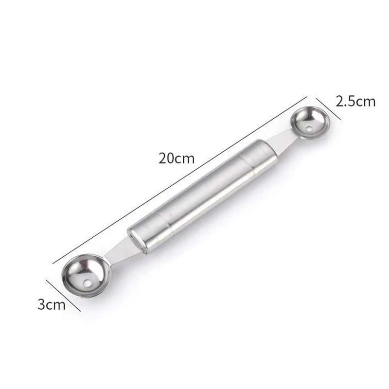 

Двусторонняя ложка для дыни из нержавеющей стали, многофункциональный нож для украшения овощей, резак для фруктовых шариков, кухонные аксессуары для салата B