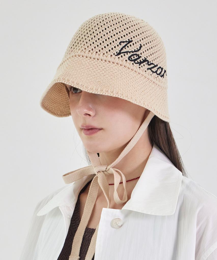 Bajal New Wave Bazal Punched Knit Bonnet Hat Natural