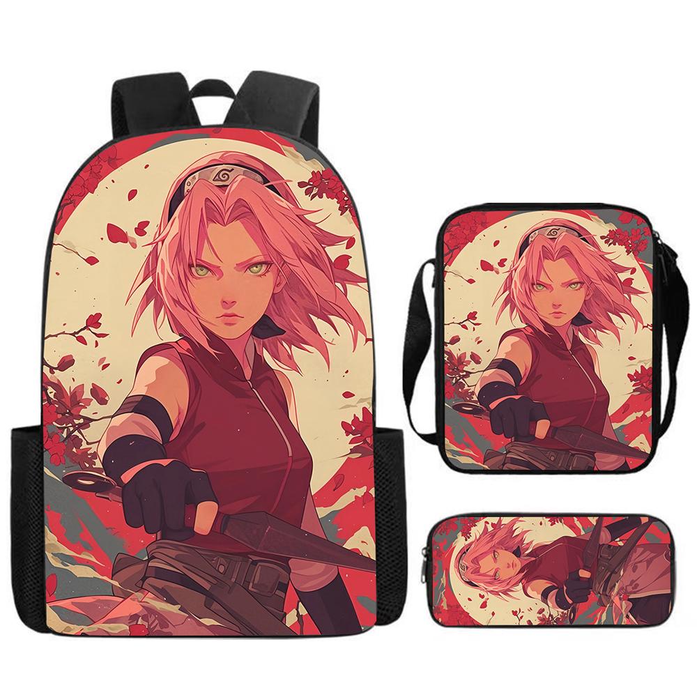 NARUTO Anime Youth Sling Carry Tote, Adjustable Straps & Closure, Light Durable Shoulder Bag, Daily School Bag Boys & Girls Ages 6-11