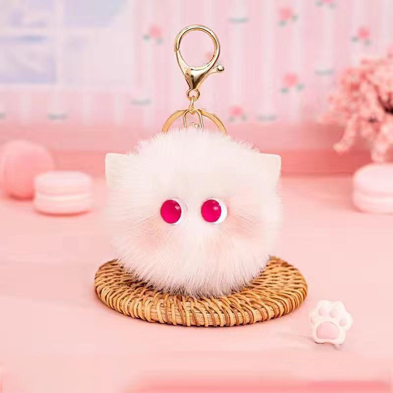 Lovely Cartoon Cat Pendant Keychain for Children Cute Plush Kitten Animal Keyring Llaveros