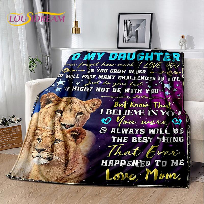 To My Daughter Son Grandedaughter Letter Christmas Present New Year Blanket,Soft Throw Blanket for Home Bedroom Bed Sofa Cover