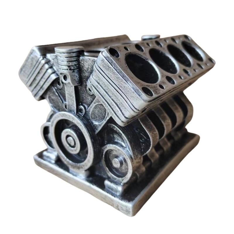 

Functional Car Themed Pen Holder Desk Storage Box Detailed Engine Design Decorative Resin Craft For Mechanics