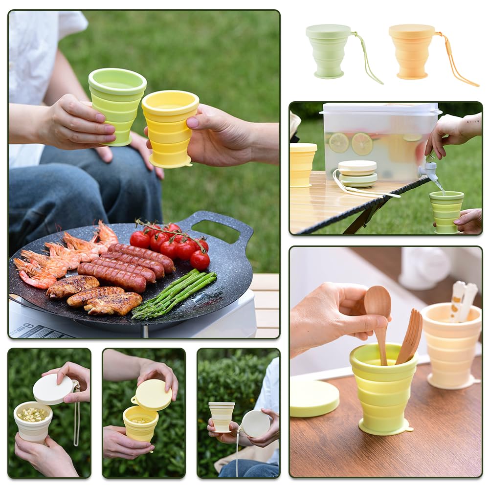 Folding Cup, Folding Cup with Lid, 180ml, Multifunctional, Heat Resistant,