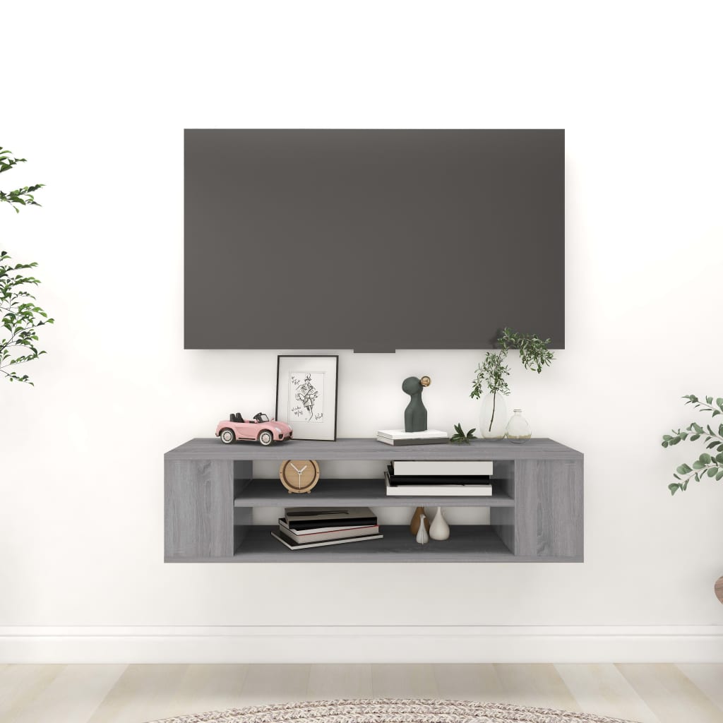 Wall Mounted TV Cabinet Grey Sonoma 100 x 30 x 26.5 cm Particleboard