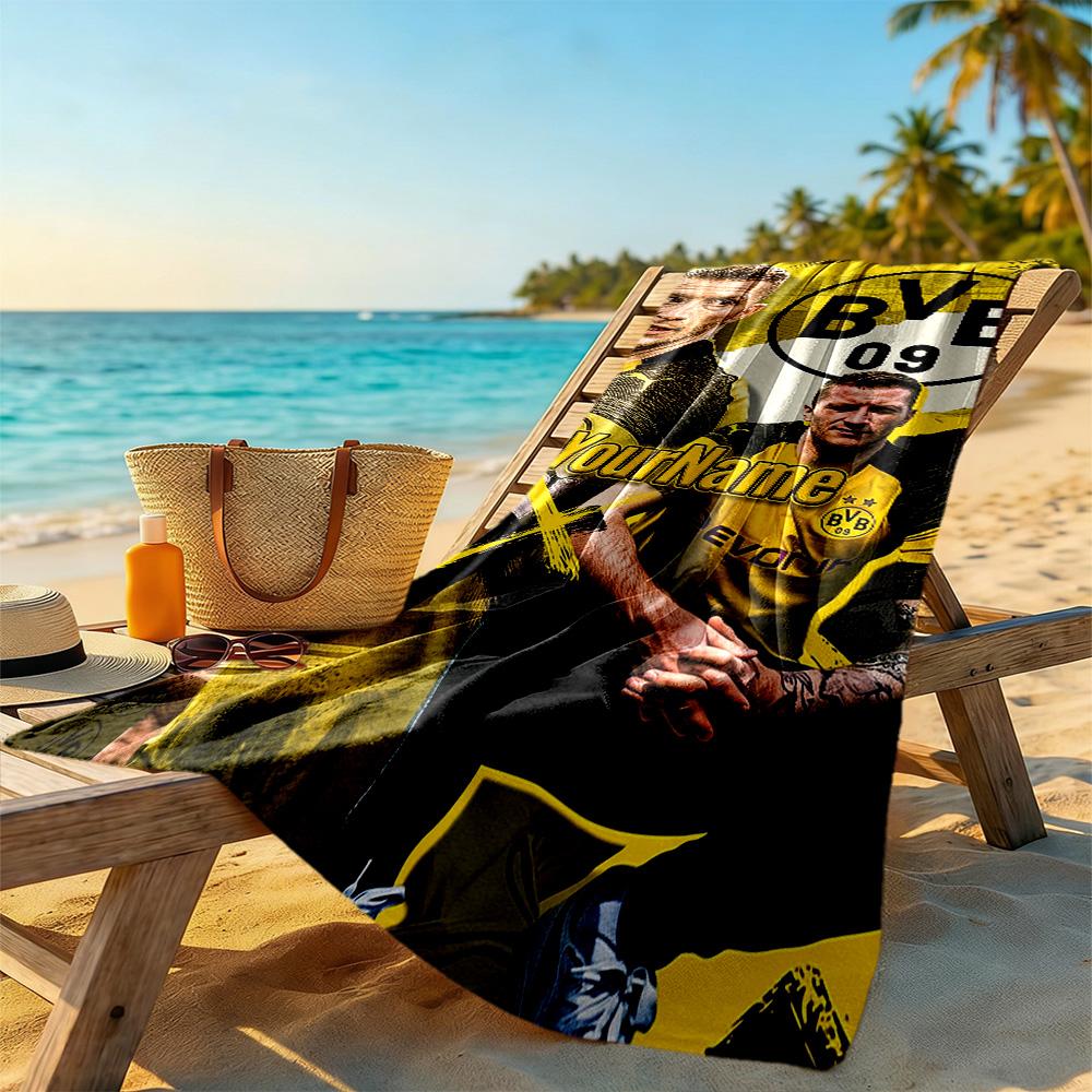 Borussia Dortmund Personalized Name Beach Towel Soft Durable Quick-Dry Portable for SwimmingBeachCamping Travel Beach AccessoriesGym