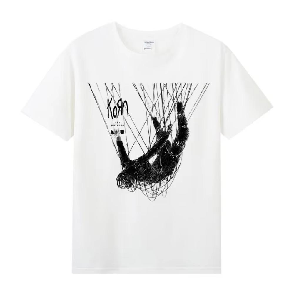 Summer Popular Man Clothes Cotton Round Neck Short Sleeve Men's T-shirt Band Rock Youth KORN Fans Clothes Loose Oversized Tops