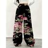 Women's floral wide-leg pants, comfortable and loose version, casual sportswear, suitable for leisure and exercise