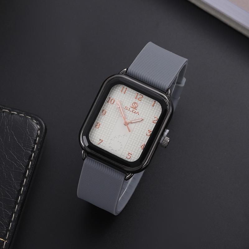 Rectangle Business Casual Men'S Watch Student Fashion Trend Silicone Strap Quartz Watch Men