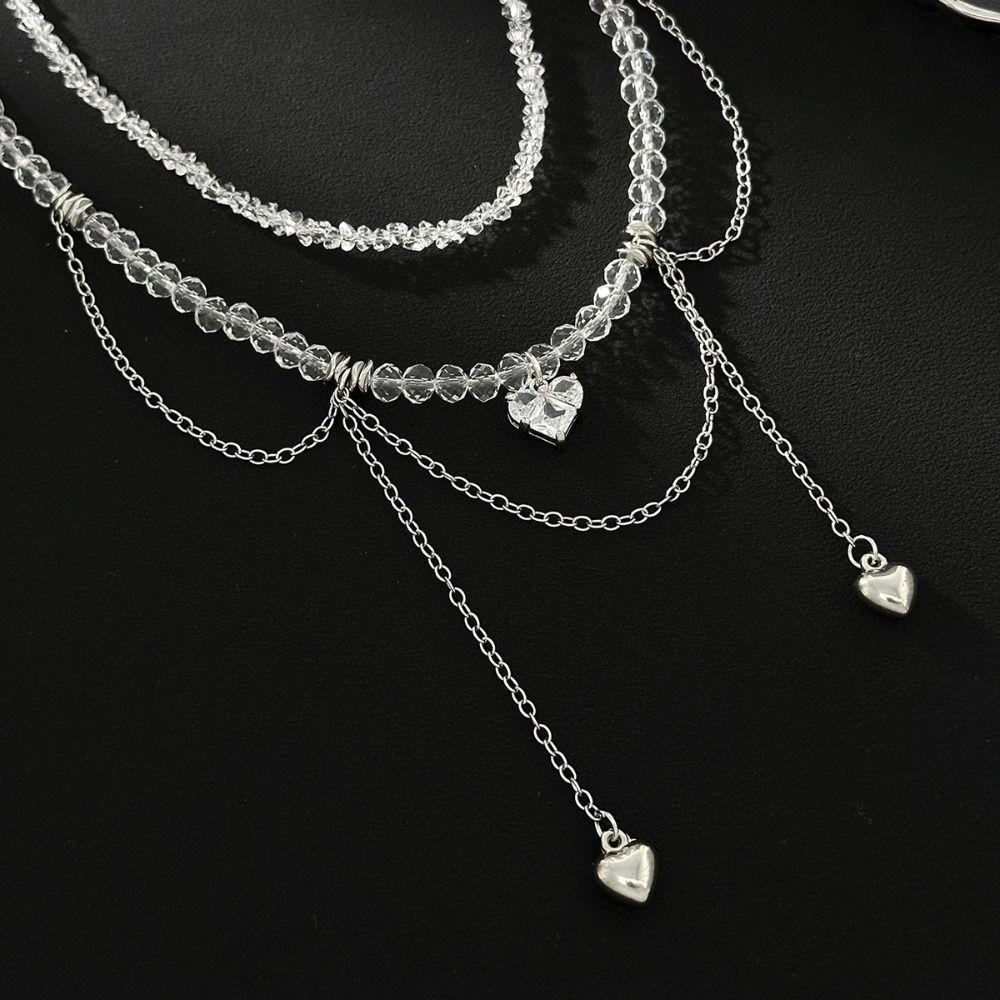 Heart-shaped Choker Necklace Irregular Crystal Necklace Vintage Chain Necklace  Jewelry Accessories