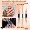 Double-Ended Acrylic Nail Art Liner Brushes, 6Pcs Gel Polish Nail Art Design Pen Painting Tools Set For Nails, Dotting Drawing Tool Polygel Brush for