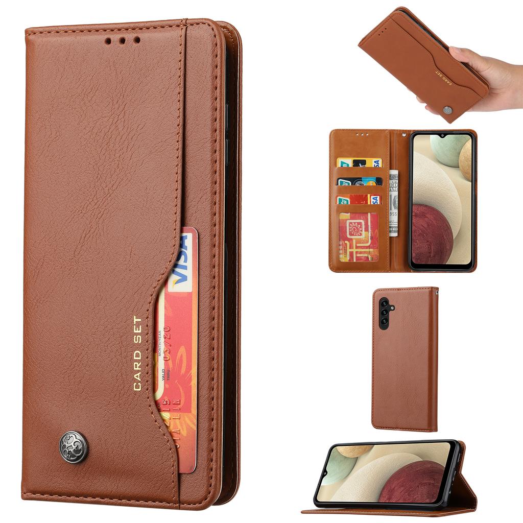 For Samsung Galaxy A34 5G Outer Card Slot PU Leather Case Full Protection Magnetic Auto-absorbed Wallet Stand Phone Cover