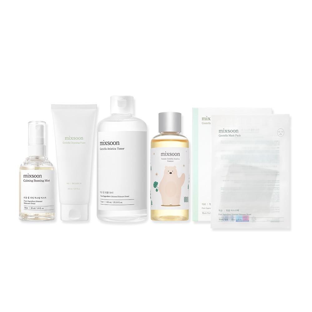 mixsoon Soothing Centella Line Best 5-Item Set (Cleansing Foam, Toner, Essence, Mask Pack, Calming Mist) for Sensitive Skin