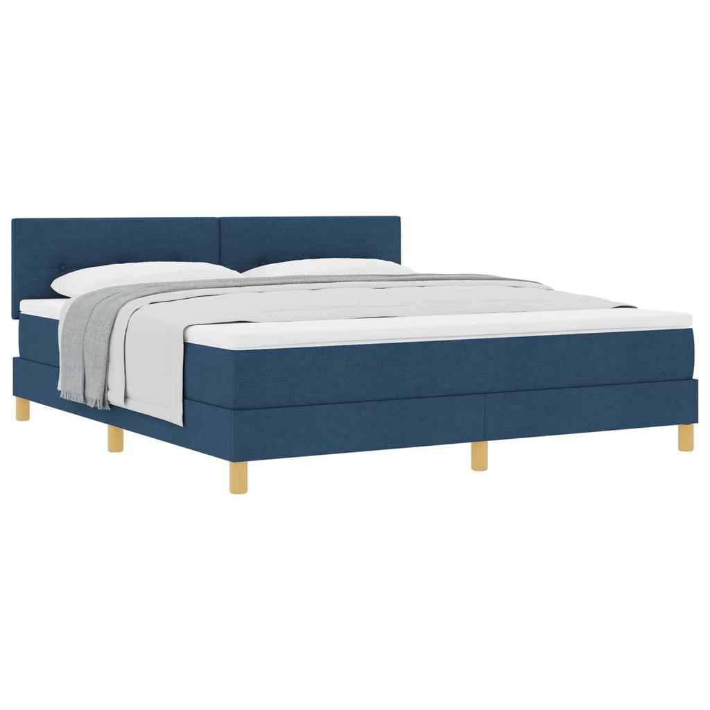 Box Spring Bed with Headboard Blue 180 X 200 Cm Fabric