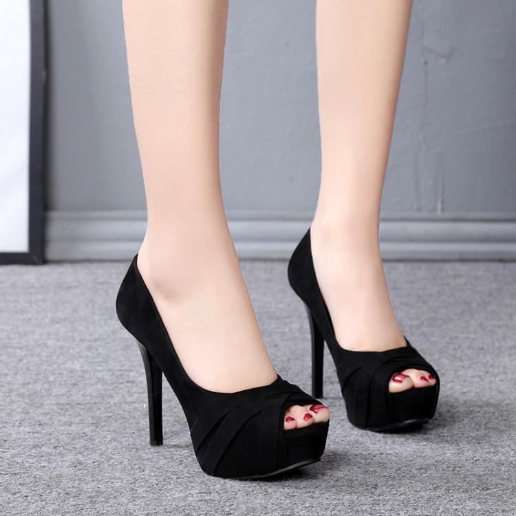Peep-toe Suede Platform High Heel Sandals - European & American Style, Spring 2018 Collection