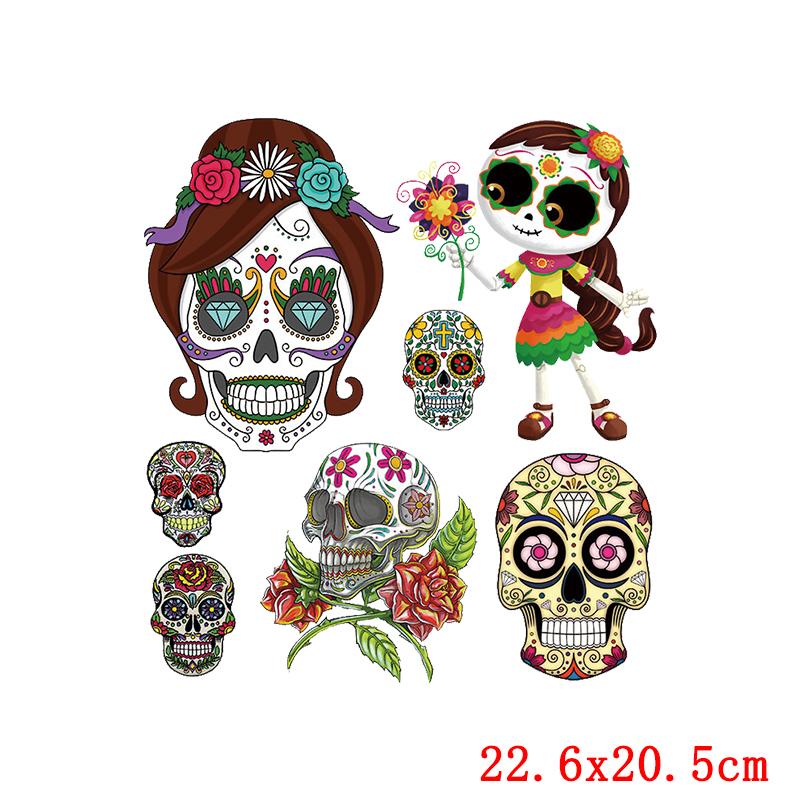 Cartoon Animal Applique Iron On Transfer Funny Pumpkin Heat Transfer Patch For Clothes Hippie Cat Thermal Stickers On Clothes