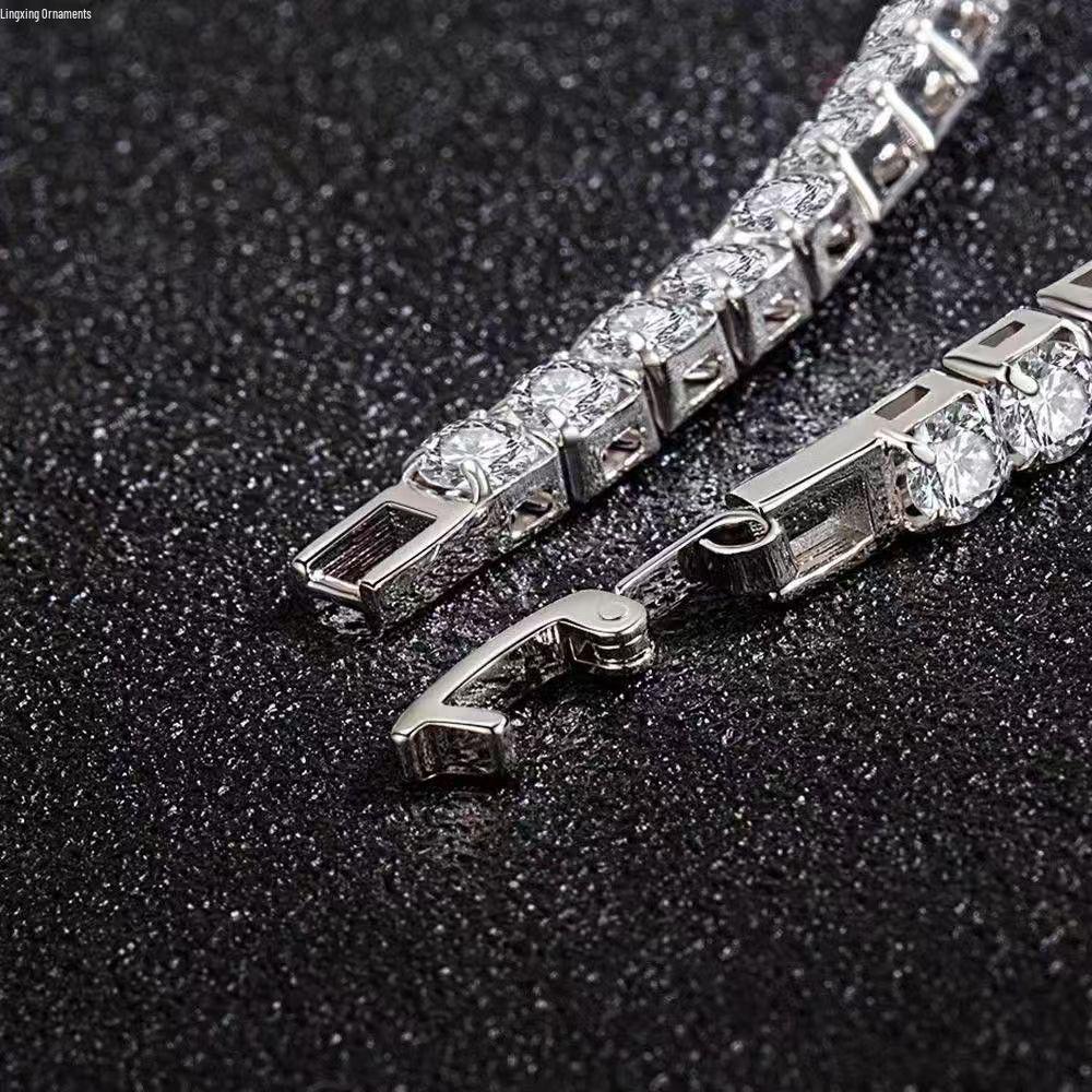 4mm Alloy Cuban Tennis Chain Necklace: Hip Hop Layered Clavicle Jewelry with Pendant for Men