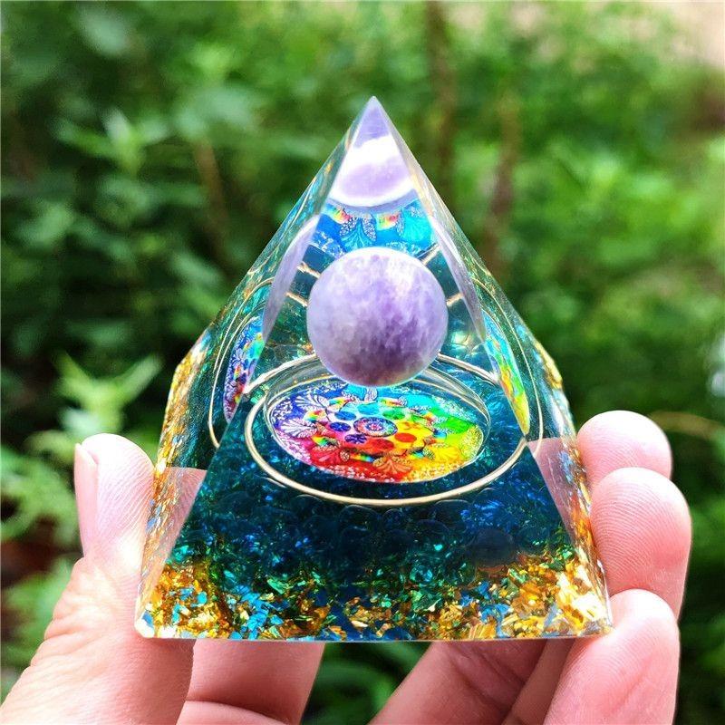 Energy Orgonite Chakra Pyramid Aura Divination Yoga Meditation Ornaments Craft