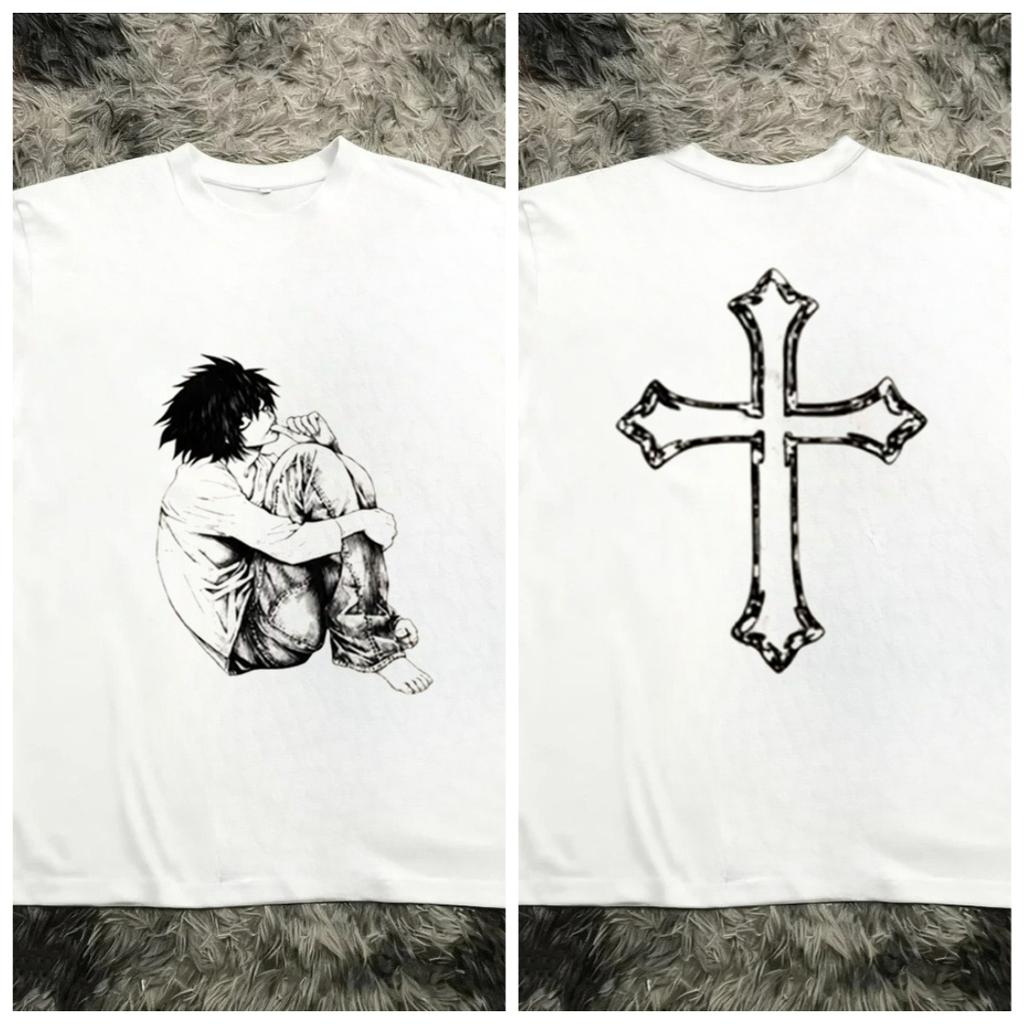 Anime Goth Mörk Anime Grafiskt Tryck T-shirt Gotisk Streetwear Skjorta Y2K Emo Anime T-shirt Unisex WoUnisex Harajuku Svart Vit T-shirt
