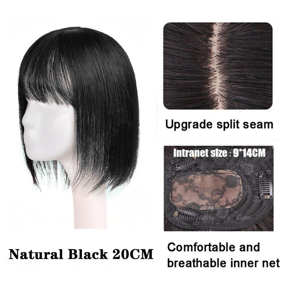 LUPU Kunsthaar-Perücken für Frauen, Clip-in-Haarteile, schwarzbraunes glattes Haar mit Pony, natürliches gefälschtes Kunsthaar