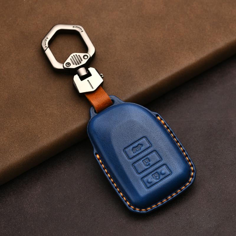 Genuine Leather Protector for Toyota Key Cover Old Prado Land Cruiser Prius Reiz Camry Crown Key Case Cover Fob