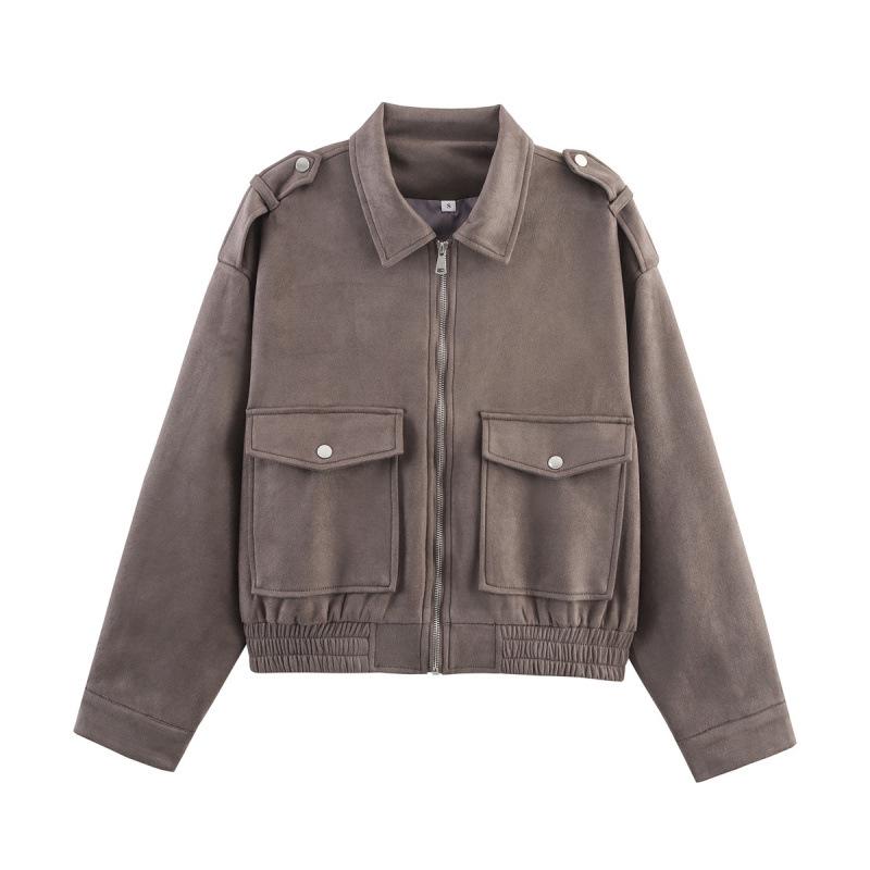 European & American Women's Suede Texture Jacket Coat